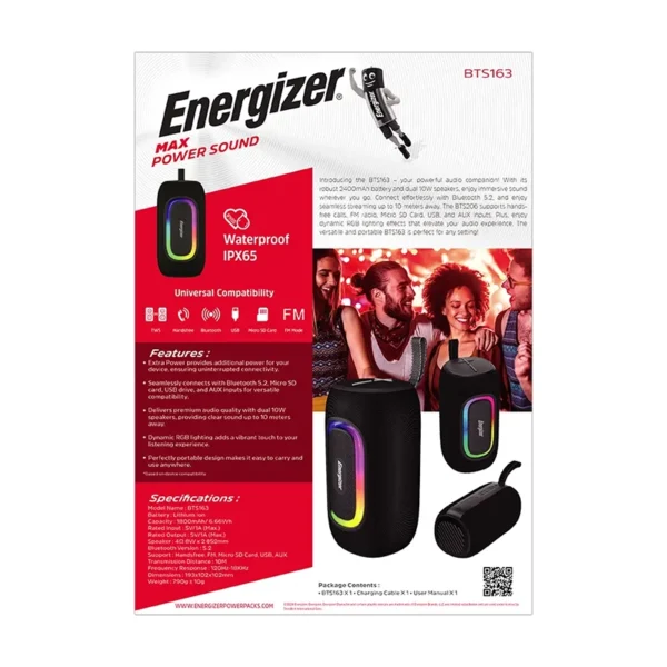 اسپیکر قابل حمل Energizer مدل BTS163